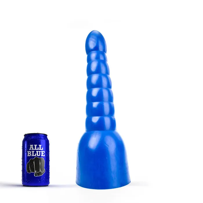 Dildos All Black All Blue Geribbelde Anaal Dildo 34 x 11 cm Blauw