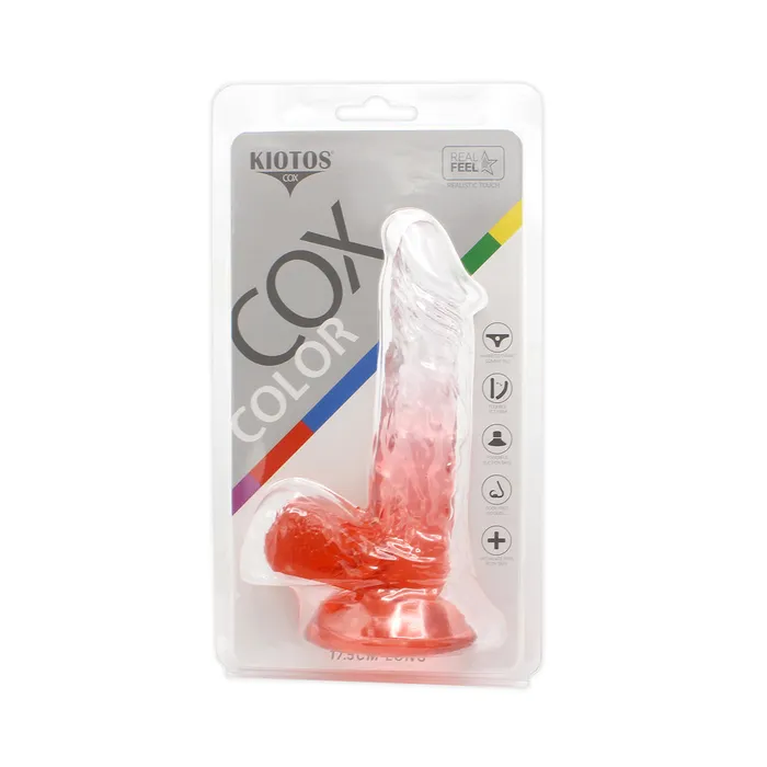 Kiotos COX Dildos | Kiotos Cox Color - Gekleurde Dildo 03 - 17,5 x 3,2 cm - Transparant/Rood