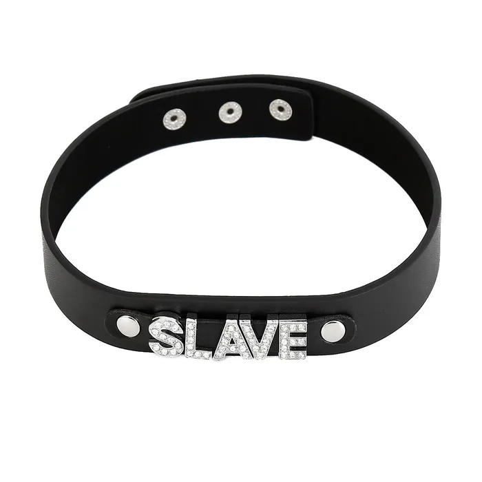 Kiotos Kiotos Luxe PU Leren Collar Met naamplaatje SLAVE Anal