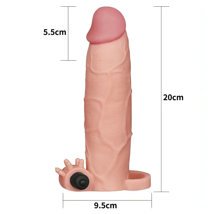 Lovetoy Vibrators | Guaina Fallica Realistica con venature e stimolatore clitorideo con nervature - Rosa Carne