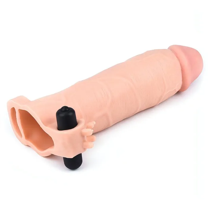 Lovetoy Vibrators | Guaina Fallica Realistica con venature e stimolatore clitorideo con nervature - Rosa Carne