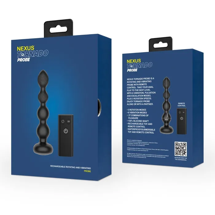 Nexus Female Sex Toys | Nexus - Tornado - Roterende Kralen Vibrator - Zwart