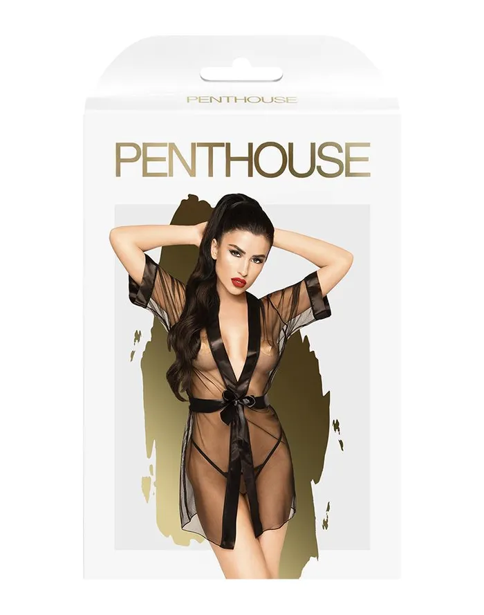 Penthouse Penthouse - Kimono Met String MIDNIGHT MIRAGE - Zwart | Vibrators