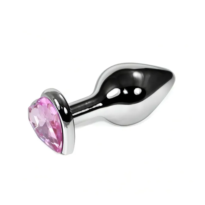 Plug anale in metallo con swarovsky a forma di cuore - Rosa, Large | Toyz4lovers Anal