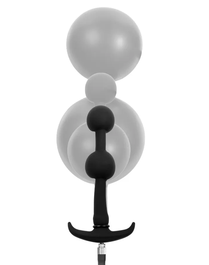 Rimba - Opblaasbare Anaalplug met Dubbele Ballon en Pomp - Siliconen - Zwart | Rimba Vibrators