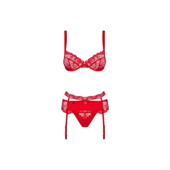 Set di Lingerie con Pizzo Obsessive Heartina Rosso L/XL | Obsessive Male Sex Toys Set di Lingerie con Pizzo Obsessive Heartina Rosso L/XL | Obsessive Male Sex Toys