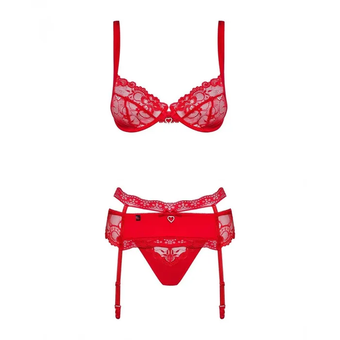 Set di Lingerie con Pizzo Obsessive Heartina Rosso L/XL | Obsessive Male Sex Toys Set di Lingerie con Pizzo Obsessive Heartina Rosso L/XL | Obsessive Male Sex Toys