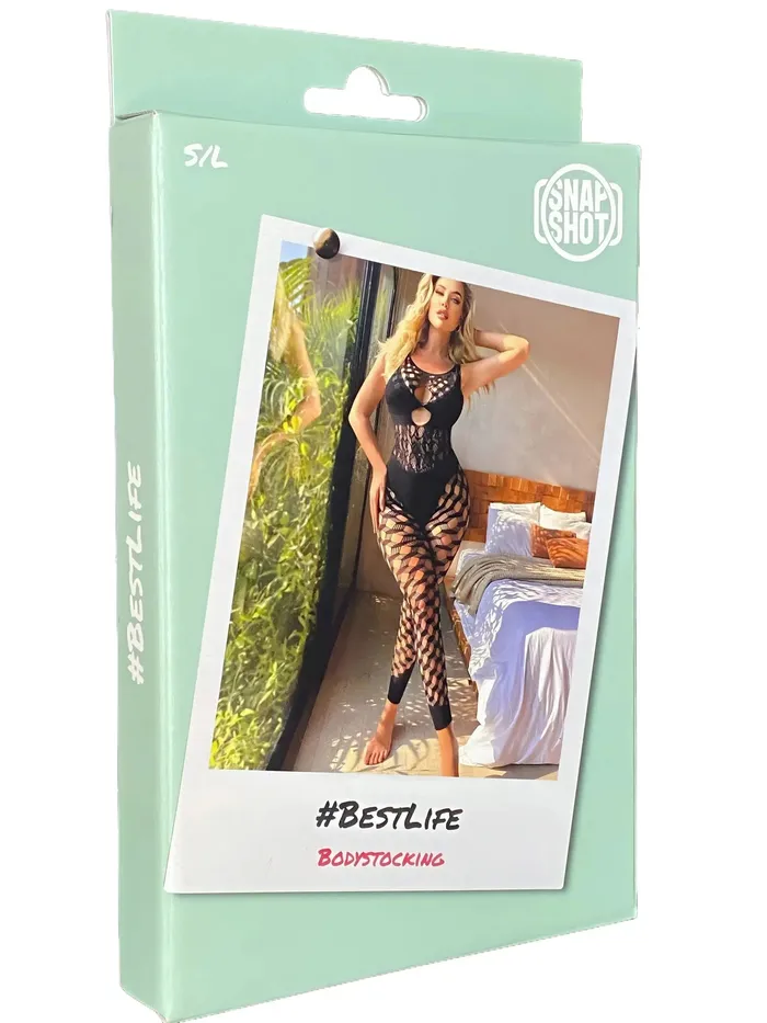 Snapshot - #bestlife - Catsuit - Bodystocking - One Size - Zwart | Snapshot Bodystockings & Playsuits