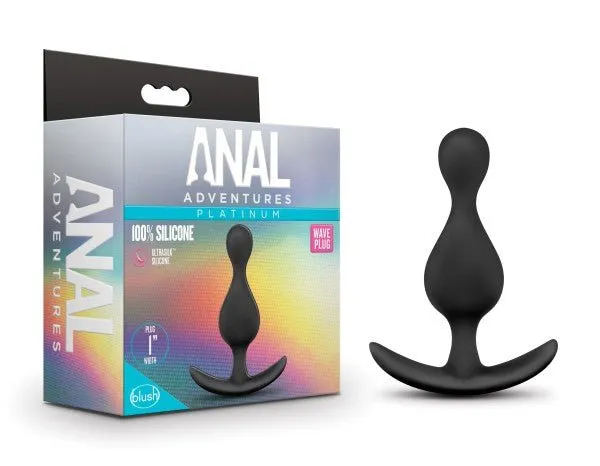 Anal Blush Novelties Anal Adventures Platinum Wave Plug Black