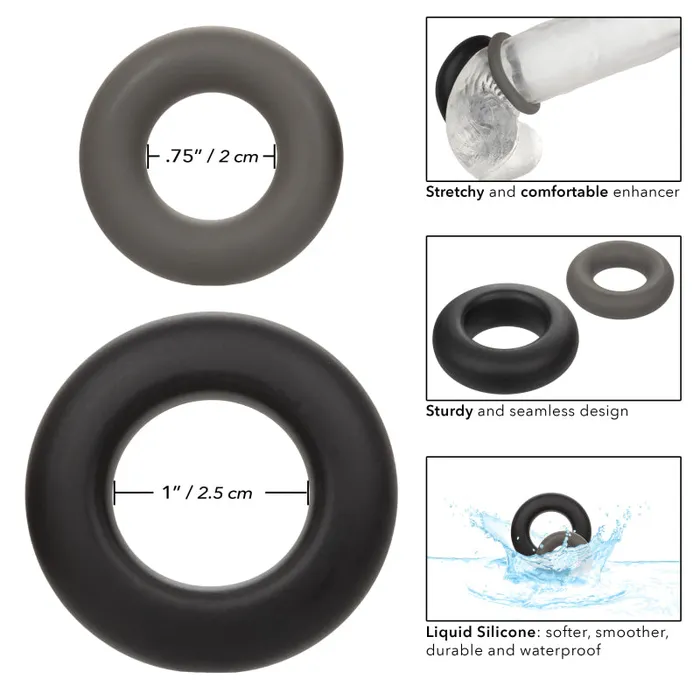 Anal | Calexotics Alpha Liquid Silicone Prolong Set of 2 - Black/gray Anal | Calexotics Alpha Liquid Silicone Prolong Set of 2 - Black/gray