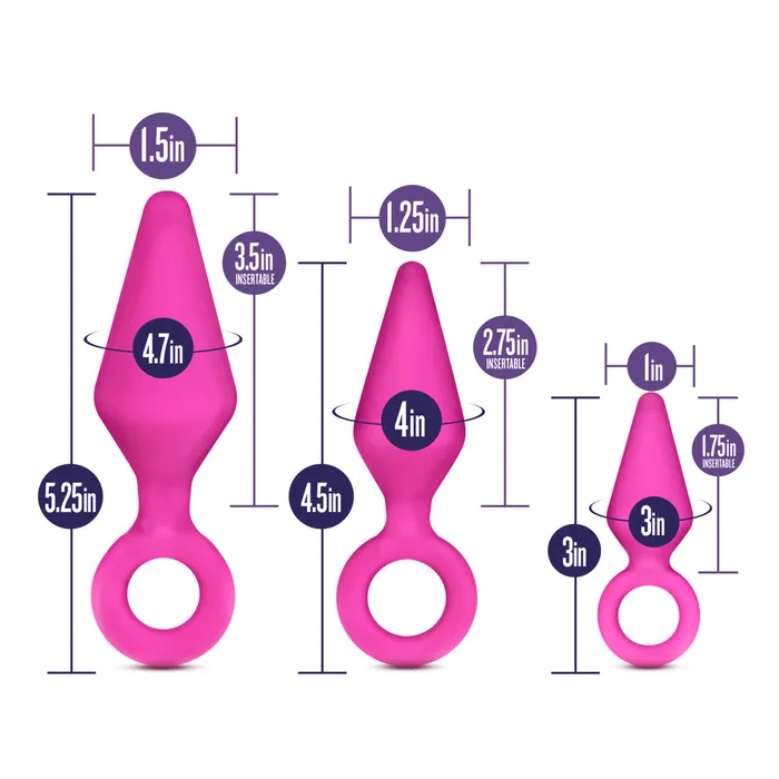 Anal | Eden Pink Silicone Anal Butt Plug (3 Pack) - Eden