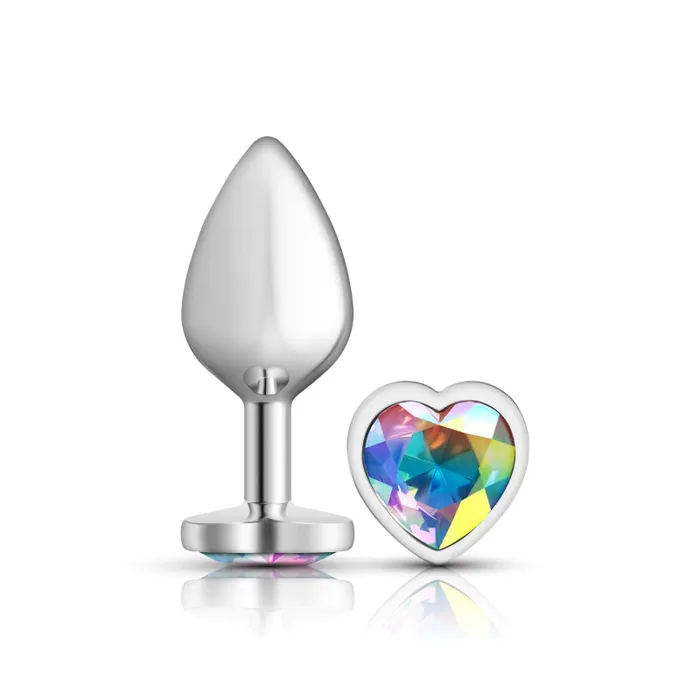 Anal Viben Cheeky CharmsSilver Metal Butt Plug HeartClearMedium