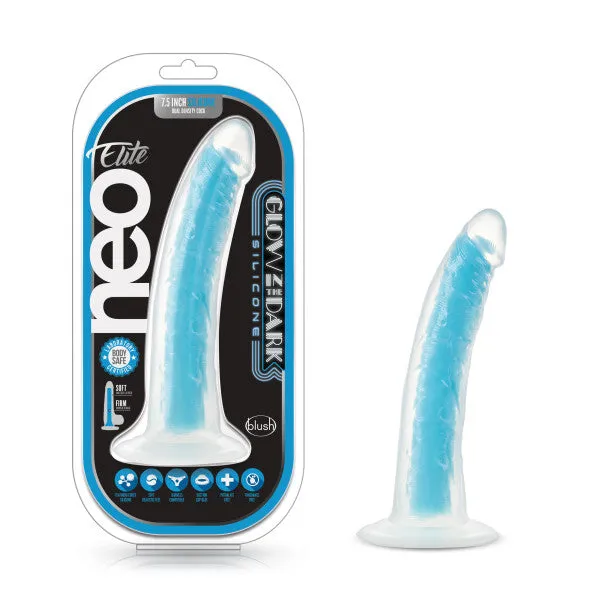 Blush Dildos | Neo Elite Glow in the Dark - Lavo - 7 Inch  Silicone Dual Density Dildo - Neon Orange
