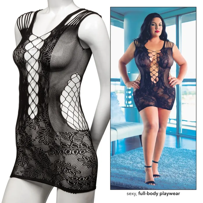 Calexotics Plus Size | Scandal Plus Size Peek-a-Boo Mini Dress - Plus Size - Black Calexotics Plus Size | Scandal Plus Size Peek-a-Boo Mini Dress - Plus Size - Black