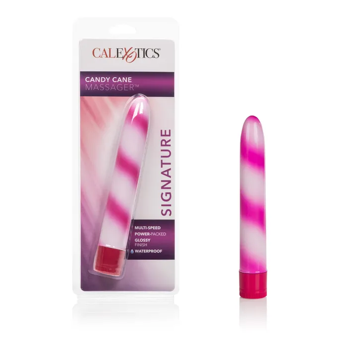 California Exotic Novelties Vibrators Waterproof Candy Cane 7 Inches Vibrator Pink