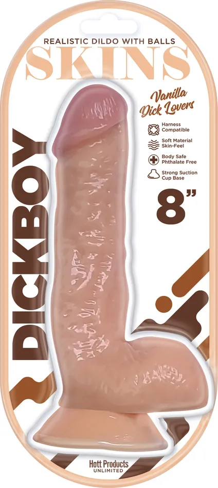 Dildos Hott Products Dickboy Skins Dildo With Balls 8 Inch Vanilla Dick Lover
