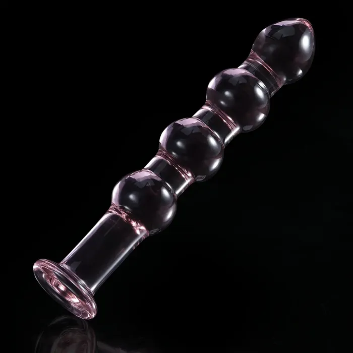 Dildos Lovetoyshub 7 Inch Pink Beaded Glass Dildo