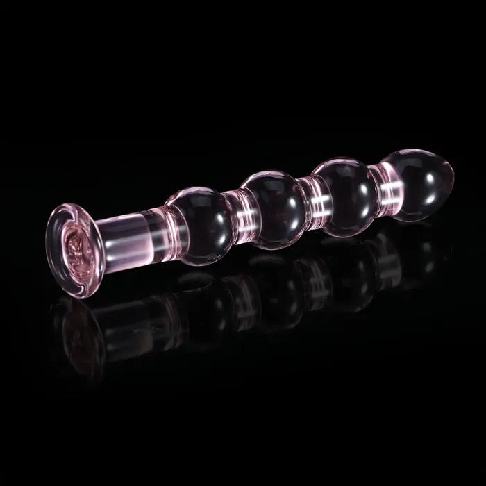 Dildos | Lovetoyshub 7 Inch Pink Beaded Glass Dildo
