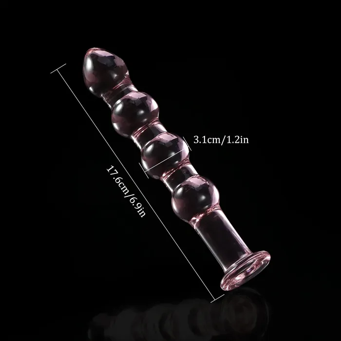 Dildos | Lovetoyshub 7 Inch Pink Beaded Glass Dildo