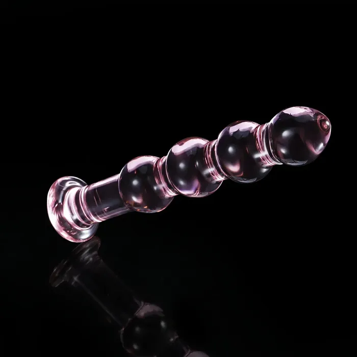 Dildos | Lovetoyshub 7 Inch Pink Beaded Glass Dildo