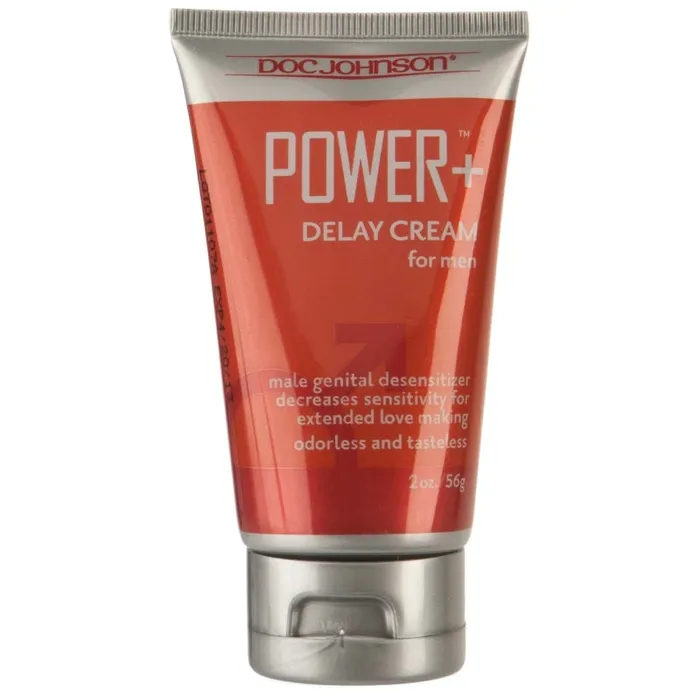 Doc Johnson Male Sex Toys Power Plus Delay Creme for Men 2 Oz Boxed
