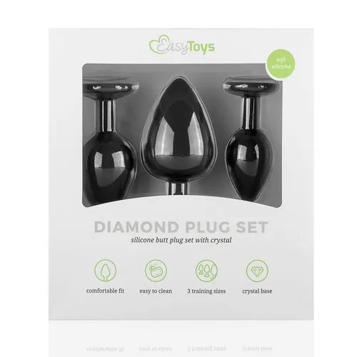 Easytoys Anal Collection Anal Silicone Buttplug Set with Diamond Black