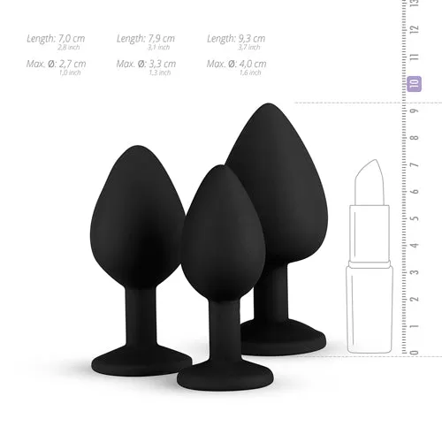 Easytoys Anal Collection Anal | Silicone Buttplug Set with Diamond - Black
