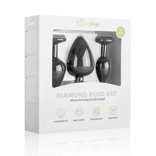 Easytoys Anal Collection Anal | Silicone Buttplug Set with Diamond - Black