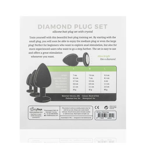 Easytoys Anal Collection Anal | Silicone Buttplug Set with Diamond - Black
