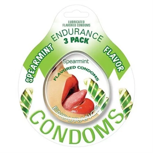 Enhancers Hott Products Endurance Condoms Spearmint 3 Pack