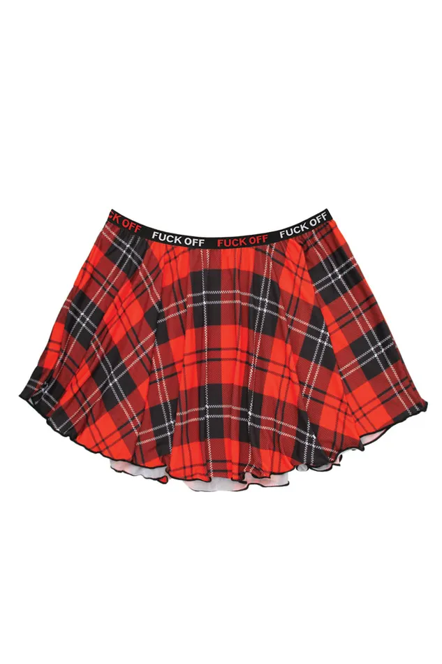 Fantasy Lingerie Vibrators FCk Off Plaid Skirt Red Plaid Lxl
