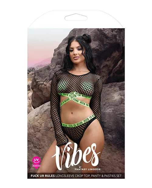 Fuck Ur Rules Long Sleeve Crop Top & Panty M/l | Fantasy Lingerie Female Sex Toys Fuck Ur Rules Long Sleeve Crop Top & Panty M/l | Fantasy Lingerie Female Sex Toys
