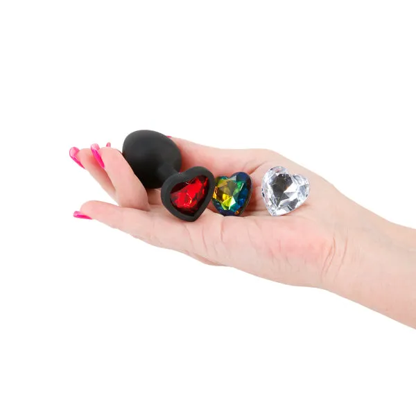 Glams Xchange Heart - Small - Black Small Butt Plug with Interchangeable Heart Gems | NS Novelties Anal Glams Xchange Heart - Small - Black Small Butt Plug with Interchangeable Heart Gems | NS Novelties Anal