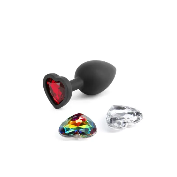 Glams Xchange Heart - Small - Black Small Butt Plug with Interchangeable Heart Gems | NS Novelties Anal Glams Xchange Heart - Small - Black Small Butt Plug with Interchangeable Heart Gems | NS Novelties Anal
