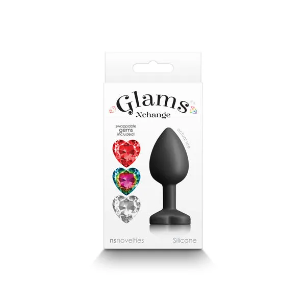 Glams Xchange Heart - Small - Black Small Butt Plug with Interchangeable Heart Gems | NS Novelties Anal Glams Xchange Heart - Small - Black Small Butt Plug with Interchangeable Heart Gems | NS Novelties Anal