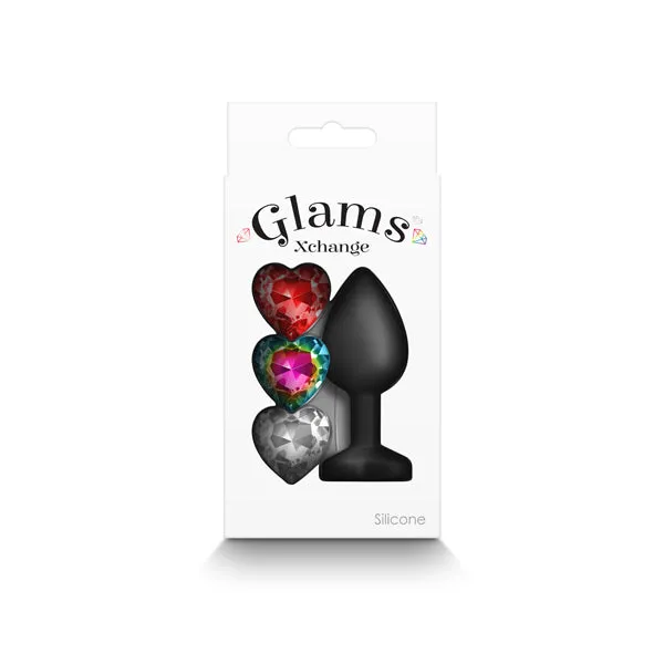 Glams Xchange Heart - Small - Black Small Butt Plug with Interchangeable Heart Gems | NS Novelties Anal Glams Xchange Heart - Small - Black Small Butt Plug with Interchangeable Heart Gems | NS Novelties Anal