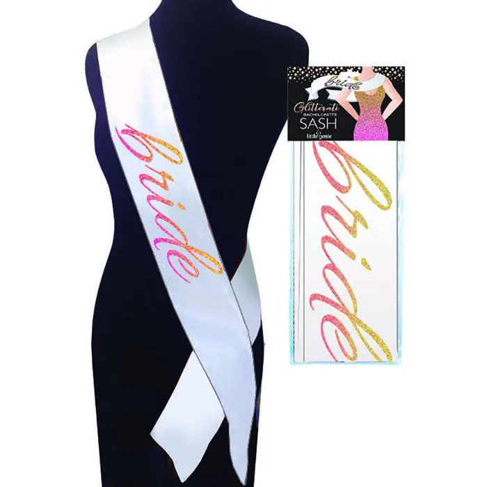 Glitterati Bride Sash Hens Party Novelty Sash Little Genie Vibrators