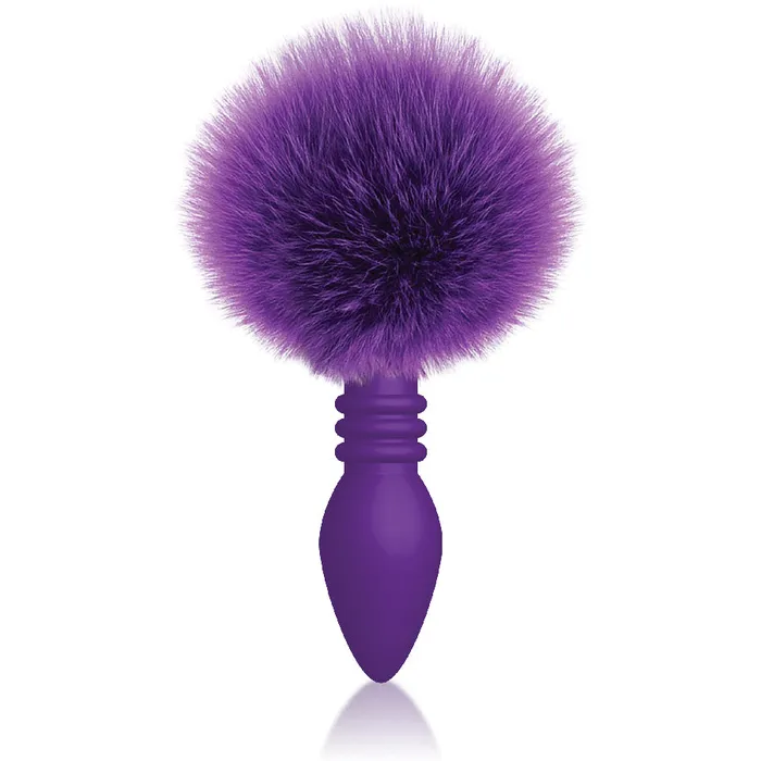 Icon Brands Anal The 9s Cottontails Silicone Bunny Tail Butt Plug Ribbed Purple