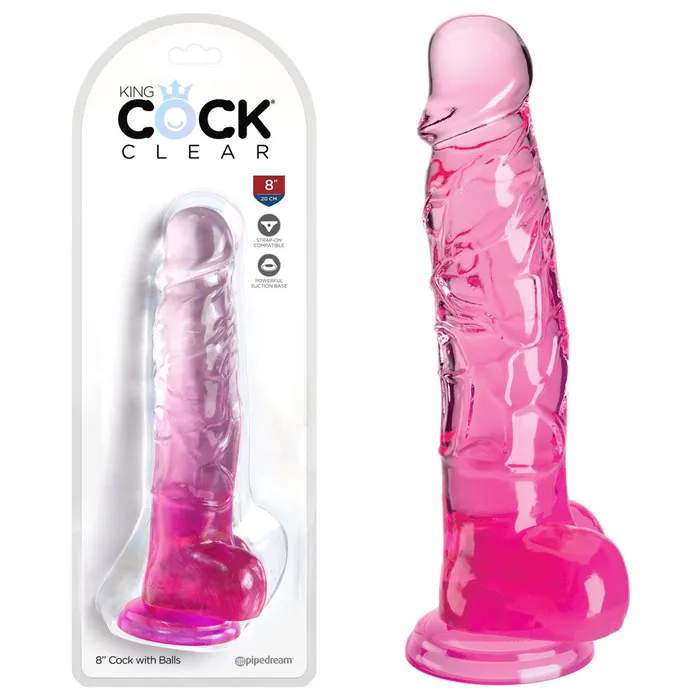King Cock Clear 8 Cock with Balls Pinkpd575611 Pipedream Dildos