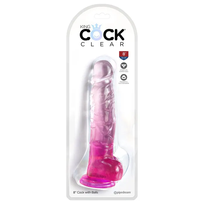King Cock Clear 8'' Cock with Balls - Pink-(pd5756-11) | Pipedream Dildos King Cock Clear 8'' Cock with Balls - Pink-(pd5756-11) | Pipedream Dildos