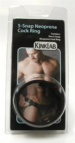 Kinklab Male Sex Toys 5 Snap Neoprene Cock Ring