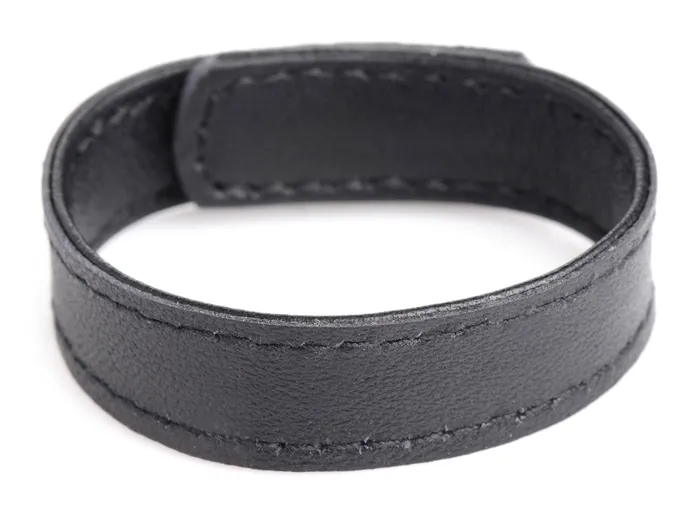 Leather and Velcro Cock Ring Black XR Brands Strict Male Sex Toys