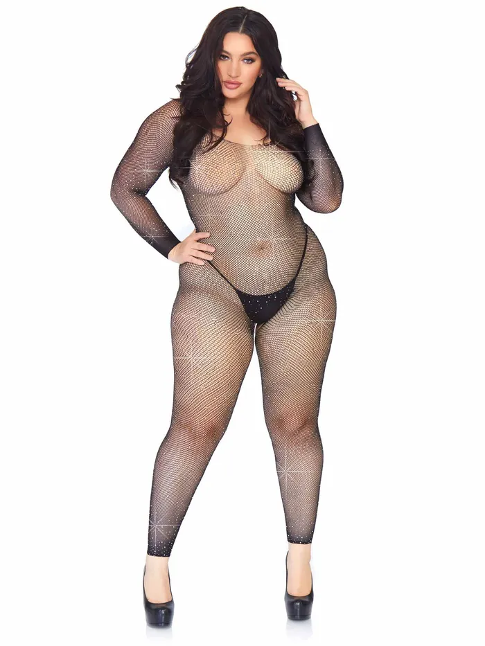 Leg Avenue Bodystockings Playsuits Crystalized Seamless Fishnet Long Sleeved Bodystocking 1x2x Black Leg Avenue Bodystockings Playsuits Crystalized Seamless Fishnet Long Sleeved Bodystocking 1x2x Black