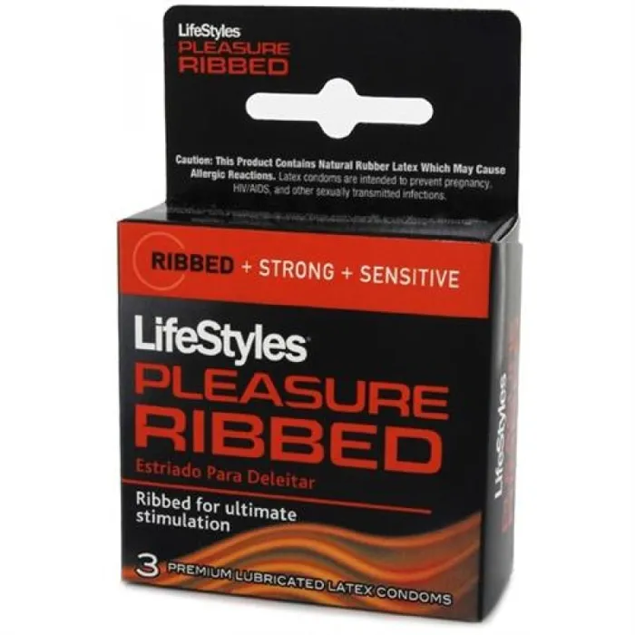 Lifestyles Pleasure Ribbed Condoms - 3 Pack | Lifestyle Condoms Female Sex Toys Lifestyles Pleasure Ribbed Condoms - 3 Pack | Lifestyle Condoms Female Sex Toys