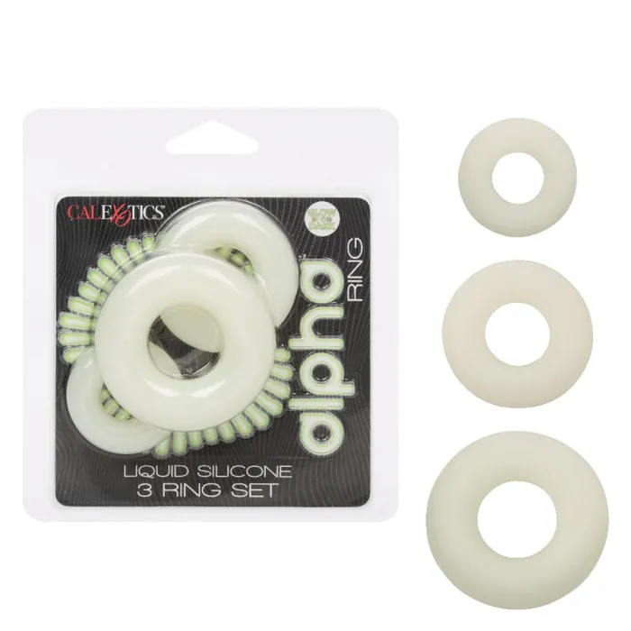 Little Genie Alpha GlowintheDark Liquid Silicone 3 Ring Set White Female Sex Toys Little Genie Alpha GlowintheDark Liquid Silicone 3 Ring Set White Female Sex Toys