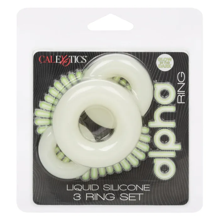 Little Genie Alpha Glow-in-the-Dark Liquid Silicone 3 Ring Set - White | Female Sex Toys Little Genie Alpha Glow-in-the-Dark Liquid Silicone 3 Ring Set - White | Female Sex Toys