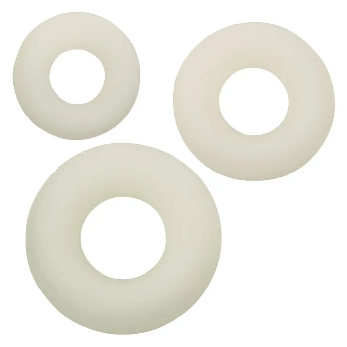 Little Genie Alpha Glow-in-the-Dark Liquid Silicone 3 Ring Set - White | Female Sex Toys Little Genie Alpha Glow-in-the-Dark Liquid Silicone 3 Ring Set - White | Female Sex Toys