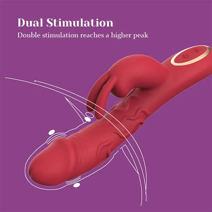 Lovetoyshub Female Sex Toys | Bunny Vibrator 10 Vibrating Tapping with Textured Dildo