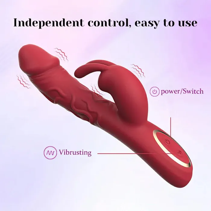 Lovetoyshub Female Sex Toys | Bunny Vibrator 10 Vibrating Tapping with Textured Dildo