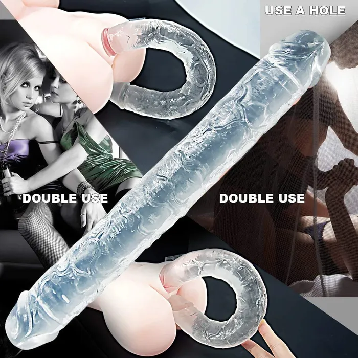 Lusty Age Dildos | Double Ended Realistic Flexible Clear Jelly Long Dildo